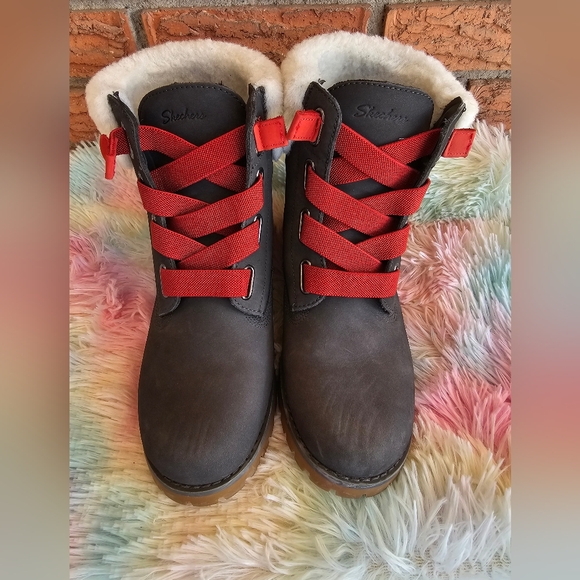 Skechers Womens Cypress-Big Plans Gored Laced Hiker Boots-Charcol Size 8.5 - Picture 2 of 11